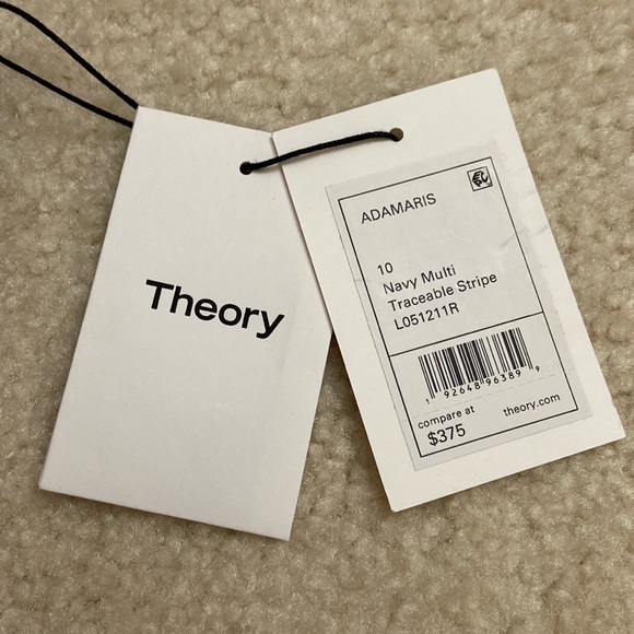 NWT Theory Navy Multi Traceable Stripe Pants in Size 10 L051211R - Picture 8 of 10